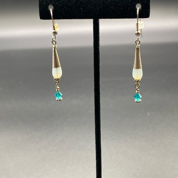 Jewelry - Item 248 Silver Earrings light Blue Beads Rock Crystals